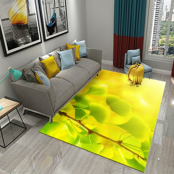 3D Green Yellow Ginkgo Leaf Carpet for Bedroom Living Room Entrance ration Floor Mat Doormat Kitchen Bathroom Non-slip Rugs