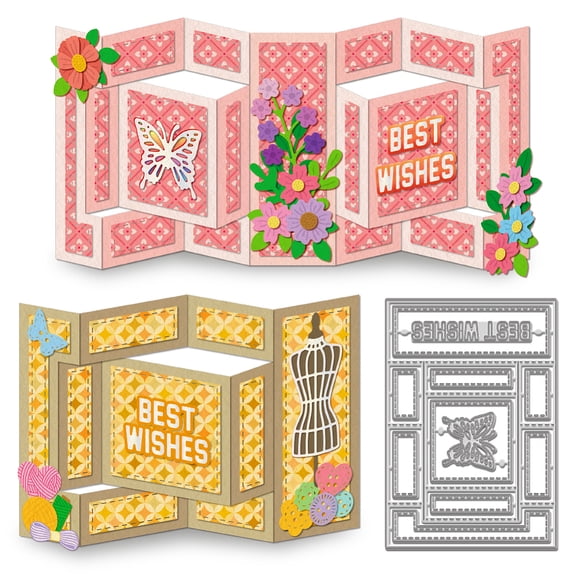 3D Greeting Card Cuts for Crafts Rectangl Card Frame Metal Cutting Dies Stencils Blessing Words Metal Embossing Stencil Cutting Template