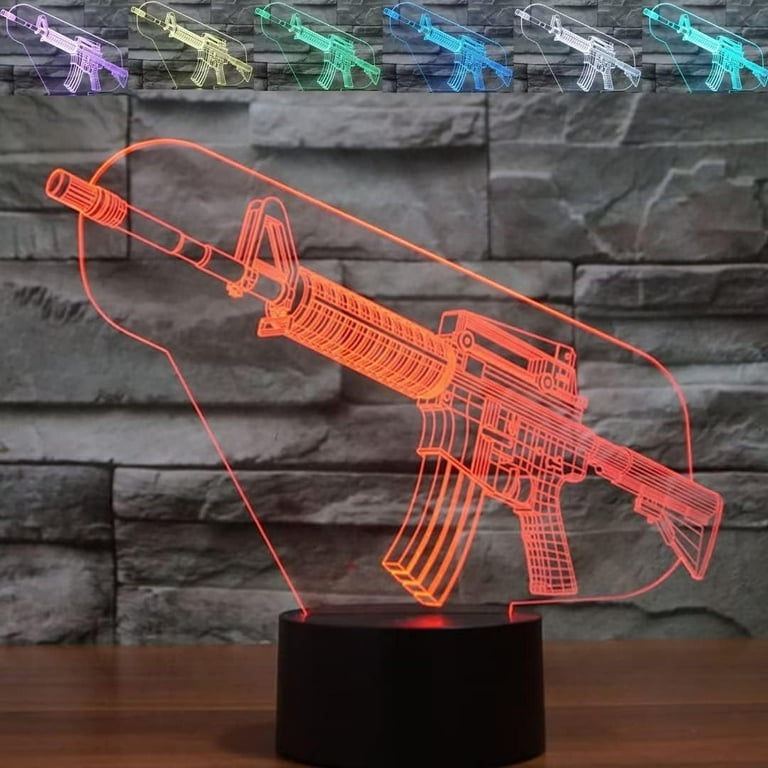 3D Gun Optical Illusion Night Light LED Table Desk Lamps 7 Colors Change with Touch Control USB Charge for Home Room Decor for Kids Adult Walmart