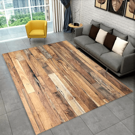 3D HD Wood Grain Retro Area Rug Large Carpet Rug for Home Living Room Kids Bedroom Sofa Doormat r Kitchen Non-slip Floor Mat