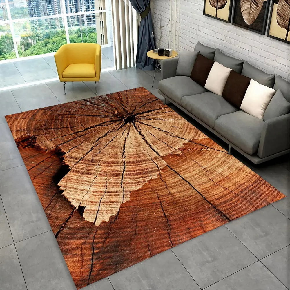 3D HD Wood Grain Retro Area Rug Large Carpet Rug for Home Living Room