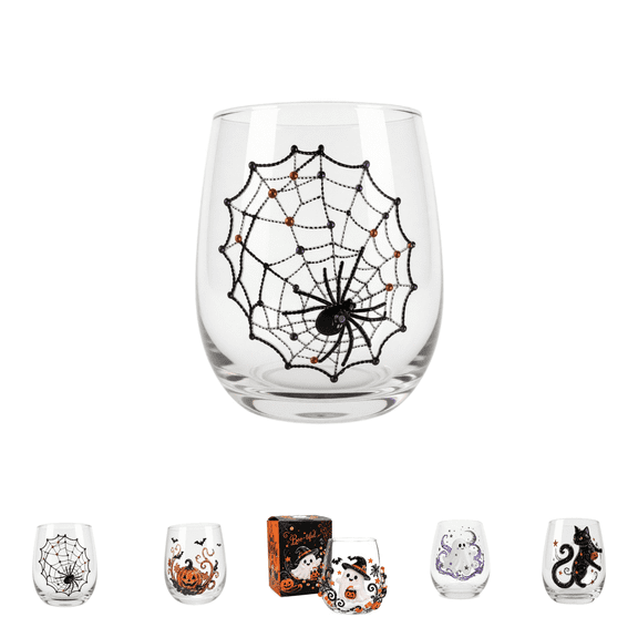 3D Halloween Artisan Glassware Collection, "Boo-tiful" Ghost Magic Stemless Glass, Witchy Enchanted Gothic Glass Cups, Festive Candlelit Fall Party Home Bar Decor D-1PC