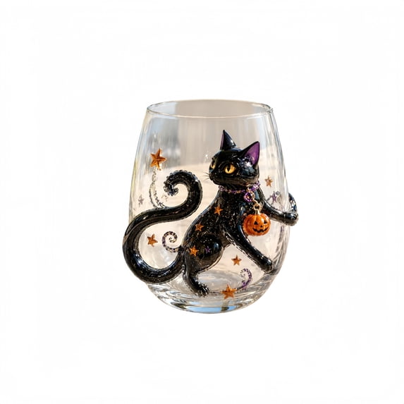 3D Halloween Artisan Glassware Collection, Halloween Glass Cups, Halloween Handleless Glass, Gothic Party Decor & Fall Gift