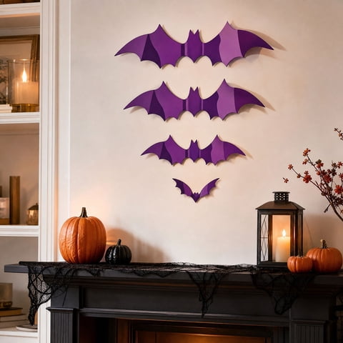3D Halloween Bat Wall Stickers, Self‑Adhesive Spooky Decor Decals For Party Indoor Home Holiday Wall Decor B