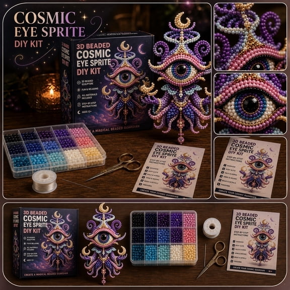 3D Halloween Bead Animal Making Kit, Cosmic Eye Sprite Dark Fantasy Beading Kit, Premium Accessories for Halloween Indoor Decoration Craft (H)