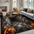 Checked Rug Kitchen 3D Halloween Checkered Area Rugs, Optical Illusion Carpet, Washable Non ...
