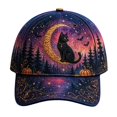 thumbnail image 1 of 3D Halloween Embroidered Baseball Cap,Black Cat Crescent Moon Bat Design Adjustable Sun Hat for Unisex,for Fall Halloween Holiday Party Outdoor Daily Wear, 1 of 4