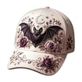 thumbnail image 1 of 3D Halloween Embroidered Baseball Cap, Pumpkin Ghost Embroidery Cotton Fall Hat for Women, Adjustable Baseball Cap for Fall Halloween Party Gift(Bat), 1 of 5