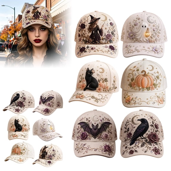 3D Halloween Embroidery Cap Adjustable Cotton Baseball Cap Pumpkin Ghost Dad Hat Cotton Cute Trucker Cap