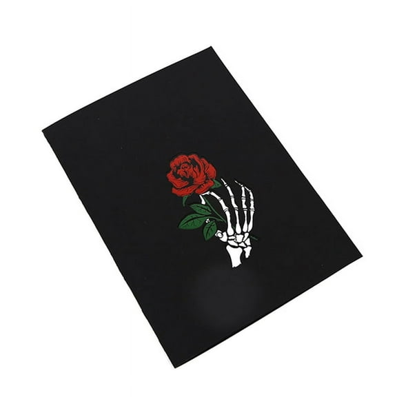 3D Halloween Greeting Card Festival Party Invitation Holiday Postcard Gift Skeleton Skull Rose Horror