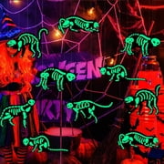 3D Halloween Hanging Cats Decoration, 6 Pieces Realistic Scary Hanging Skeleton Cats for Yard Sign Outdoor Indoor Lawn Decorations,Hanging Glow in The Dark Cats Skeleton Outdoor Decor