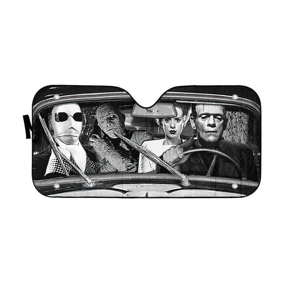 3D Halloween Monster Horror Movie Car Auto Sunshades Windshield Heat Protection, Halloween Decorative Sun Shades Univeral Fit Cars Suv Truck . Halloween Horror Movie Cosplay Car Decor