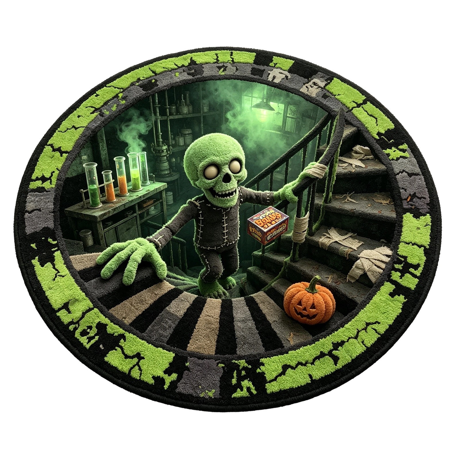 3D Halloween Round Doormat Spiral Staircase Visual Trap Floor Mat 60CM ...
