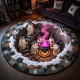 thumbnail image 1 of 3D Halloween Round Rug 2ft, Optical Illusion Halloween Rug for Indoor Outdoor Use, Custom Ghost Pumpkin 3D Effect Design Floor Mat for Living Room & Bedroom Halloween Decor, 1 of 7