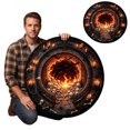 thumbnail image 1 of 3D Halloween Round Rug Fire Gate Skull Bone Candle Design Velvet Non- Washable Area Rug for Halloween Party 31.5 in H, 1 of 6