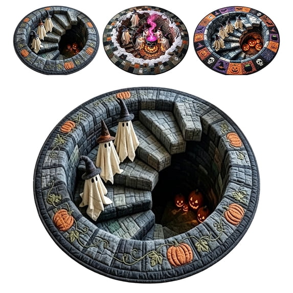 3D Halloween Rug, 2026 New 3D Novelty Ghost Skeleton Optical Illusion Rugs, Round Rug with Non-Slip Bottom, Soft Crystal Velvet for House, Living Room, Dorm & Horror Party Decor, 20*20"