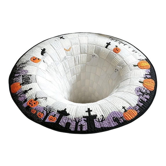 3D Halloween Rug, Candy Abyss Quilted Round Mat, Halloween Quilted Round Rug 3D Illusion, Soft & Durable Fabric Non-Slip Modern Home Decor