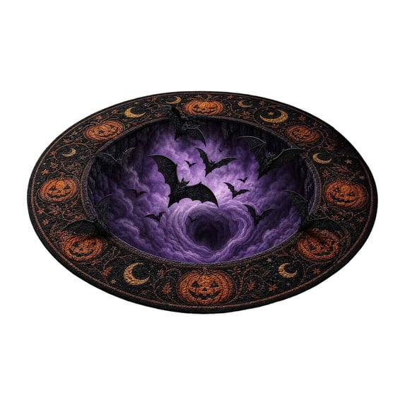3D Halloween Rug, Candy Corn Abyss Quilted Round Mat, Halloween Quilted Round Rug 3D Illusion, Soft & Durable Fabric Non-Slip Modern Home Decor (40cm/15.75in,60cm/23.62in,80cm/31.5in, Style )