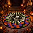 thumbnail image 1 of 3D Halloween Rug, Ghost Skeleton Optical Illusion Round Vortex Rug, Spooky Depth Design, Soft Crystal Velvet Fabric, Non-Slip Indoor Halloween Decor(32in), 1 of 6