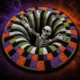 thumbnail image 1 of 3D Halloween Rug, Ghost Skeleton vortex quilted 3D Optical Illusion Rugs | Candy Corn Abyss Quilted Round Mat with Spooky Depth Design Crystal Velvet Soft & Durable Fabric Non-slip（24INCH skull）, 1 of 7