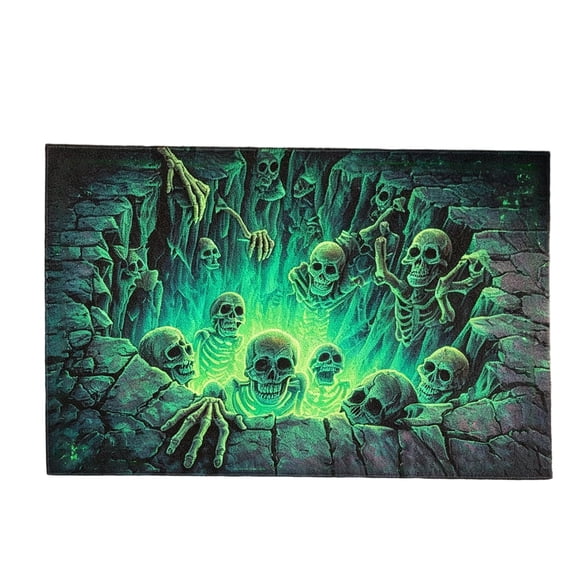 3D Halloween Rug, Optical Illusion Door Mat for Entryway, Plush Skeleton Bath Mat, Soft Spooky Bedside Mat for Bedroom, Non Slip Fall Room Decor, Accent Rug
