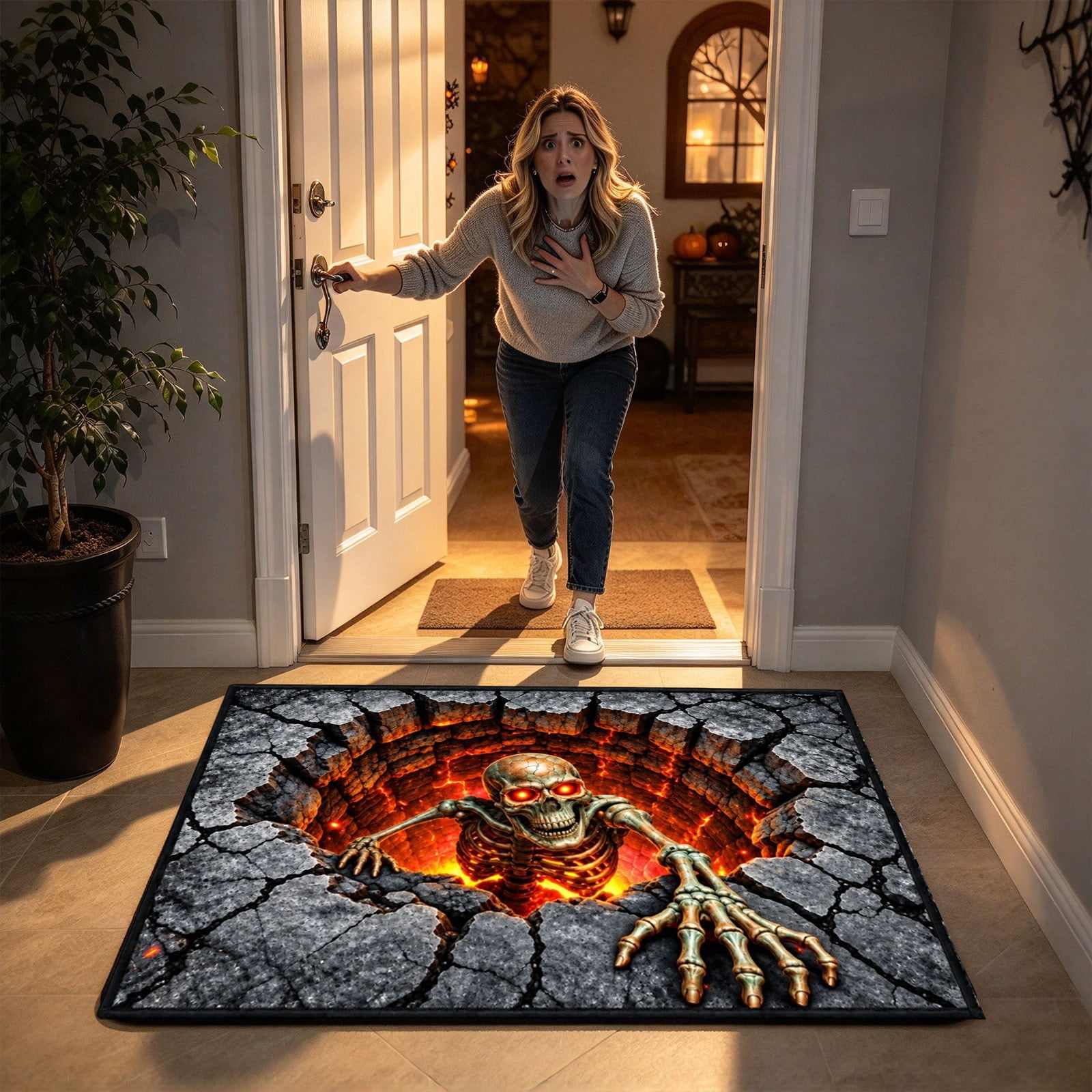 3D Halloween Rug, Optical Illusion Mat, Copper Skeleton, 24 X 36 IN ...