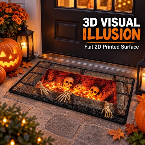 3D Halloween Rugs, 3D Rugs Optical Illusion Halloween , Halloween 3d Rugs, Optical Illusion, Halloween Rugs Indoor, Decorative Floor Mat (23.6 15.7 in)