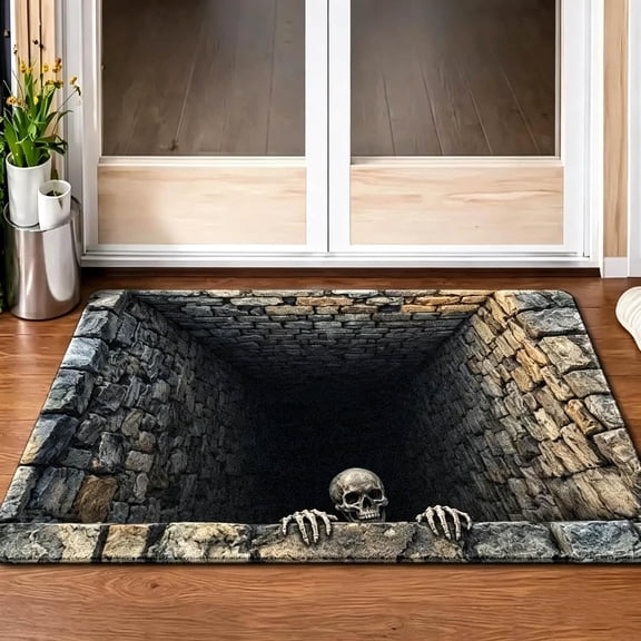 3D Halloween Rugs, 3D Skeleton Vortex Quilted Round Halloween Rug, 16×24in / 20×31in / 24×36in/31.5 × 47.24 in (24×36in)