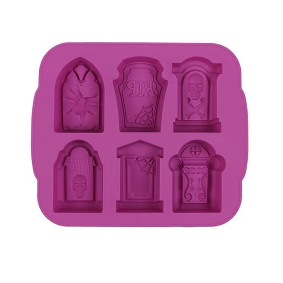 3D Halloween Silicone Mold Tombstone Coffin with Skulls Spider RIP Mold for Ice Candy Cake Soap Chocolate Novelty Ice Cube Trays Party Birthday Decor Kitchen Baking Supplies