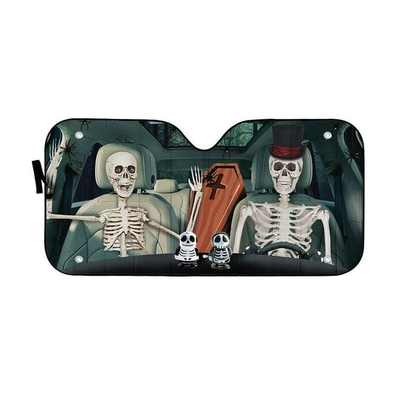 3D Halloween Skeletons Car Auto Sunshades Windshield Heat Protection, Halloween Decorative Sun Shades Univeral Fit Cars Suv Truck . Halloween Horror Movie Cosplay Car Decor
