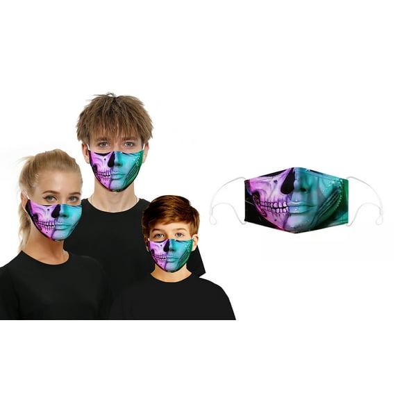 3D Halloween Special Scary Faces Reusable Face Masks, Santa Muerte