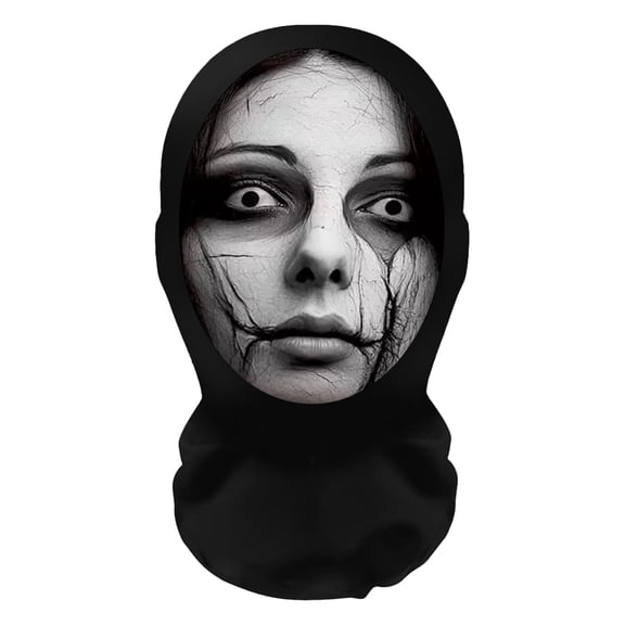 3D Halloween Spooky Ghost Face Pattern Full Face Protective Head Cover 1PC C