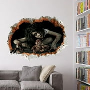 3D Halloween Wall Decals, Scary Corpse Wall Decals Peel and Stick Zombie Wall Stickers Banshee Wall Art