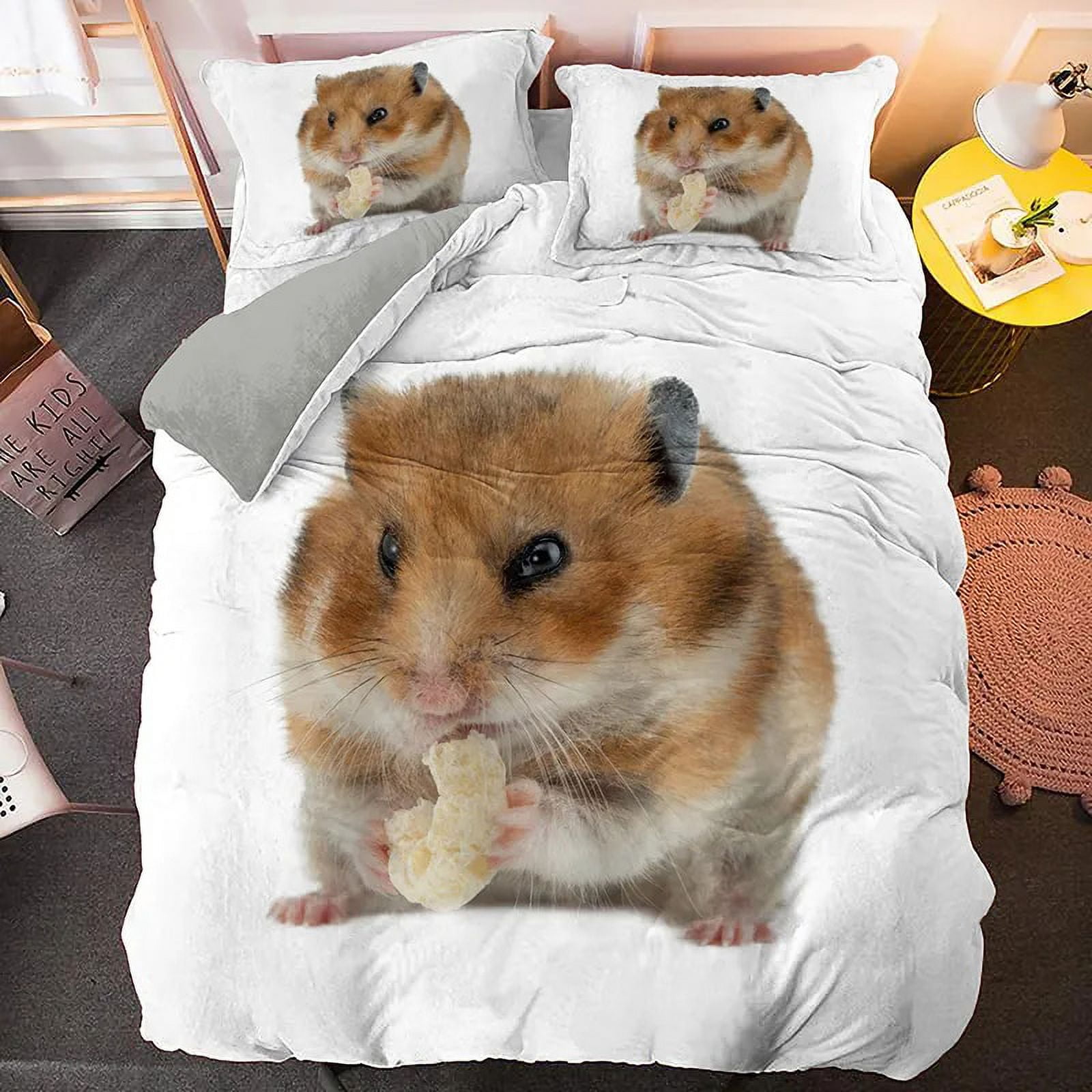 3D Hamster Duvet Cover Set Cute Animals Full/King/Queen Size Bedding