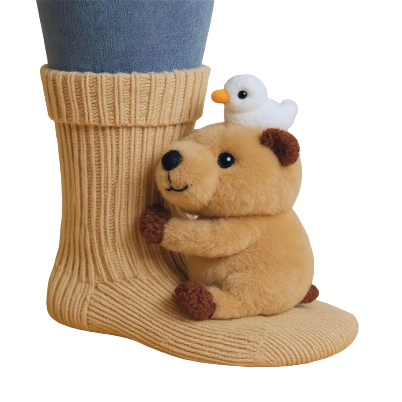 3D Hand Crocheted Knit Animal Socks, Christmas Knitted Floor Double-Layer Cotton Warm Socks (1 Pair, Style-c)