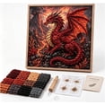 thumbnail image 1 of 3D Hand‑Punch Fabric Poke Art Kit, Mythic Fantasy Dragon Wall‑Making Craft for Adults, Includes Wooden Frame & Pre‑Cut Fabric Squares, Novelty Handmade Gift for Dragon Hobby Collectors, 1 of 5