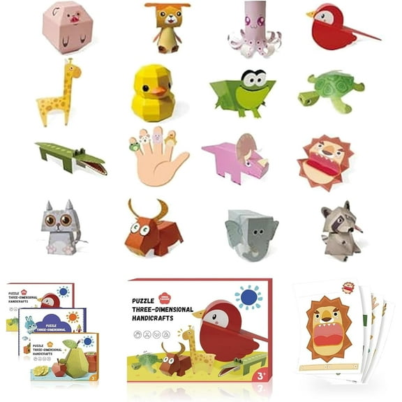 3D Handmade Origami Book, Fun DIY Pre-Cut 3D Paper Models, Origami Kit for Crafts & Art, for Home Decor, Moving Paper Craft Book, Art Projects Supplies, Handmade Gifts (Animal-16Pattern)
