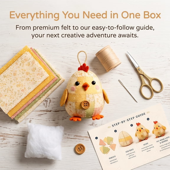 3D Handmade Patchwork Animal Ornament Kit, DIY Sewing Craft Set with Pre-Cut Fabric & Stuffing, Cute Decor for Shelf Home Office