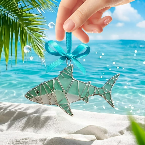 3D Handmade Sea Glass Ornament - Realistic Cute Scene Design, Artisan Craftsmanship, Decorative Figurine for Home Living Room Shelf Tabletop, A, 1pc