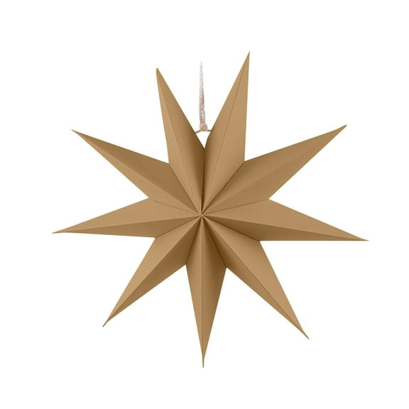 3D Hanging Paper Star Lantern, 11.8 Inch Foldable Star Ornament for Rustic Wedding and Home Decor, Khaki