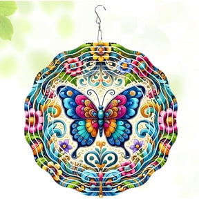 3D Hanging Wind Spinner, Birthday Gifts for Women, 10 Inch Stainless Steel Wind Spinners Outdoor, Garden Spinner for Outside Patio Yard Indoor Christmas Decor (Butterfly 01)