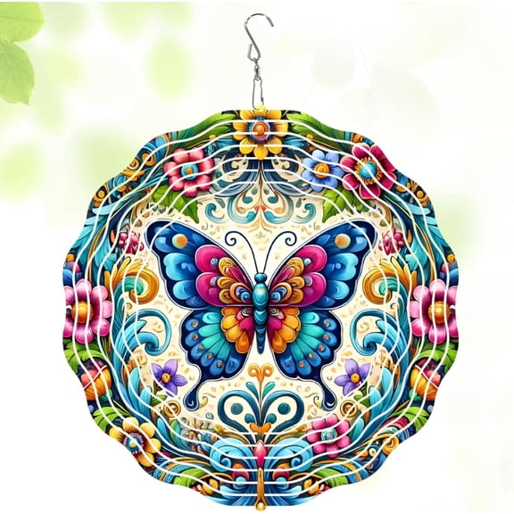 3D Hanging Wind Spinner, Birthday Gifts for Women, 10 Inch Stainless Steel Wind Spinners Outdoor, Garden Spinner for Outside Patio Yard Indoor Christmas Decor (Butterfly 01)