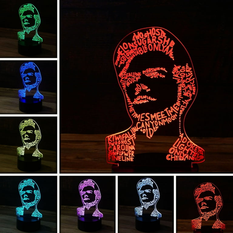 3D Harry Styles Desk Light 7 Color LED Lamp Base with USB or Battery and Touch control Rotating Fade or Solid Color mode. Makes a perfect Nightlight