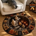 thumbnail image 1 of 3D Haunted Staircase Round Rug – Halloween Optical Illusion Area Mat, Soft Non-Slip Floor Carpet for Living Room Bedroom Entryway, Spooky Ghost Skeleton Pumpkin Home Decor Indoor Party Gift, 1 of 7