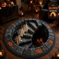 thumbnail image 1 of 3D Haunted Staircase Round Rug – Halloween Optical Illusion Area Mat, Soft Non-Slip Floor Carpet for Living Room Bedroom Entryway, Spooky Ghost Skeleton Pumpkin Home Decor Indoor Party Gift, 1 of 7