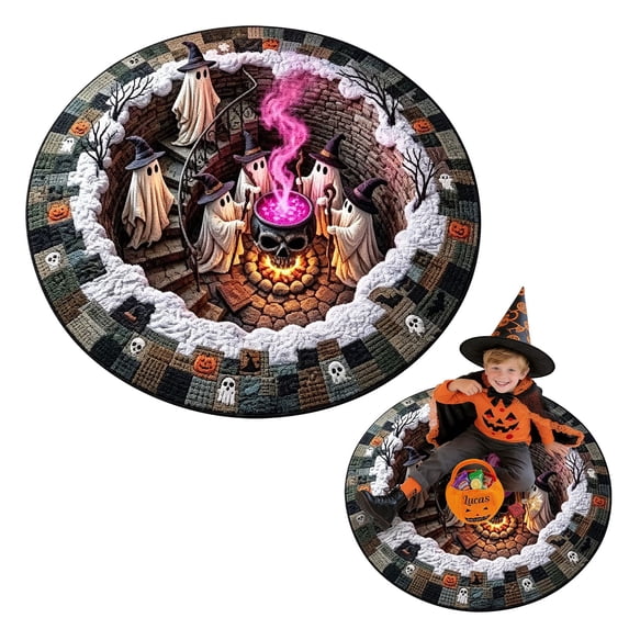 3D Haunted Staircase Round Rug, Round Halloween Optical Illusion Area Rug, 3D Halloween Rug for Living Room Bedroom Entryway Party Home Halloween Decor, Style B, Medium Size