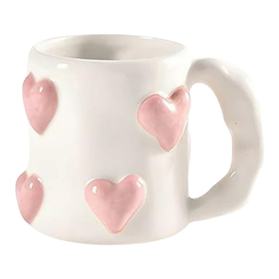3D Heart Coffee Mug Handmade Ceramic Cup for Couples - 17 Oz Valentine's Day for Anniversary and Wedding Engagement