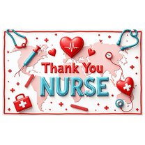 3D Heart Design Thank You Nurse Appreciation Banner with Healthcare Theme for Medical Event Hospital Decor Professional Recognition