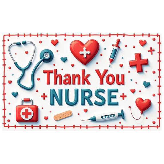 3D Heart Design Thank You Nurse Appreciation Banner with Healthcare Theme for Medical Event Hospital Decor Professional Recognition