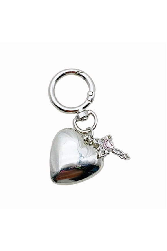 3D Heart Keychain Pendant Unique Crosses Bowknot Keyring Fashionable Bag Backpack Decoration for Daily Wear Dates Parties